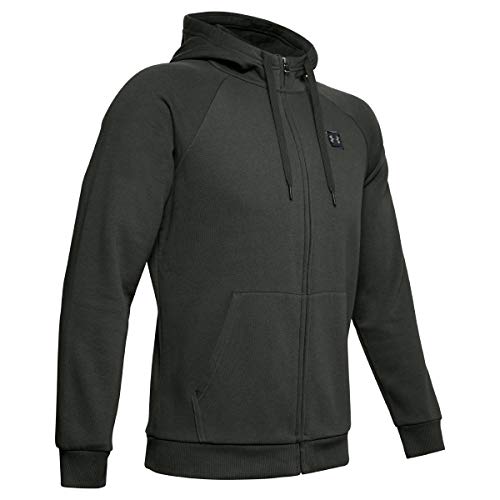 Under Armour Rival Fleece FZ Hoodie, Felpa con Cappuccio Uomo, Verde (Baroque Green/Black 310), L