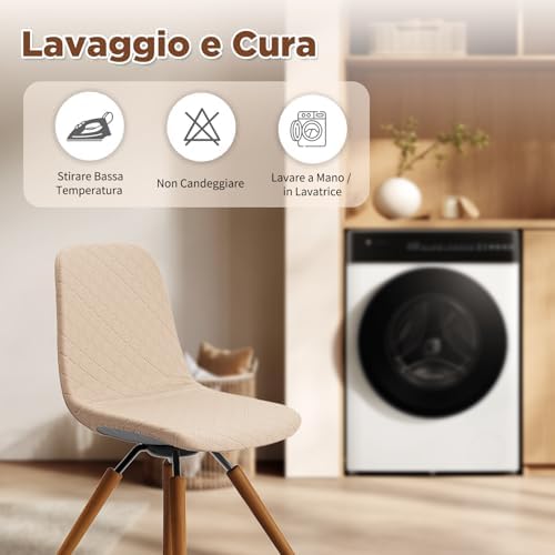 Dioxide Coprisedie con Schienale 6 Pezzi, Coprisedie Elasticizzati Copri Sedia da Cucina Impermeabile Universali, Copri Sedie Soggiorno Jacquard in Stile Nordico(Beige, 6PC)