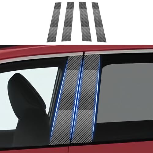 JIEZMO Car Door Window B Pillar Trim Film Carbon Fiber Style for Toyota RAV4 2019 2020 2021 2022 2023 2024 2025 Automotive Exterior Accessories B-Pillar Post Protection Decor TPU Sticker Cover 4-Pcs