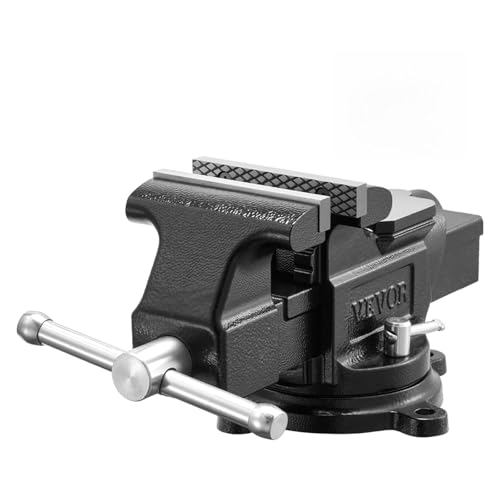 Image of VEVOR Heavy Duty Bench Vise, 4 inch Jaw Width, Multi-Purpose Ductile Iron Bench Vise with Anvil and 360-Degree Locking Swivel Base, 2.24 inch Throat Depth, 4.7 inch Max Jaw Opening, for Drilling, Pipe Cutting