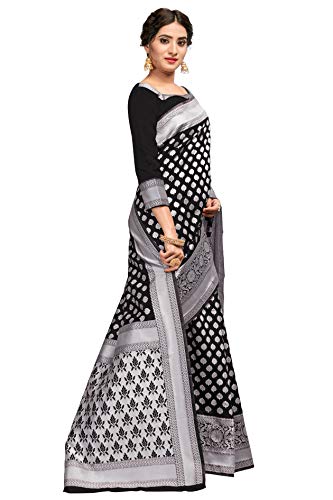 Image of Glory Sarees Women's Jacquard Silk Saree With Blouse Piece (jacquard115black)