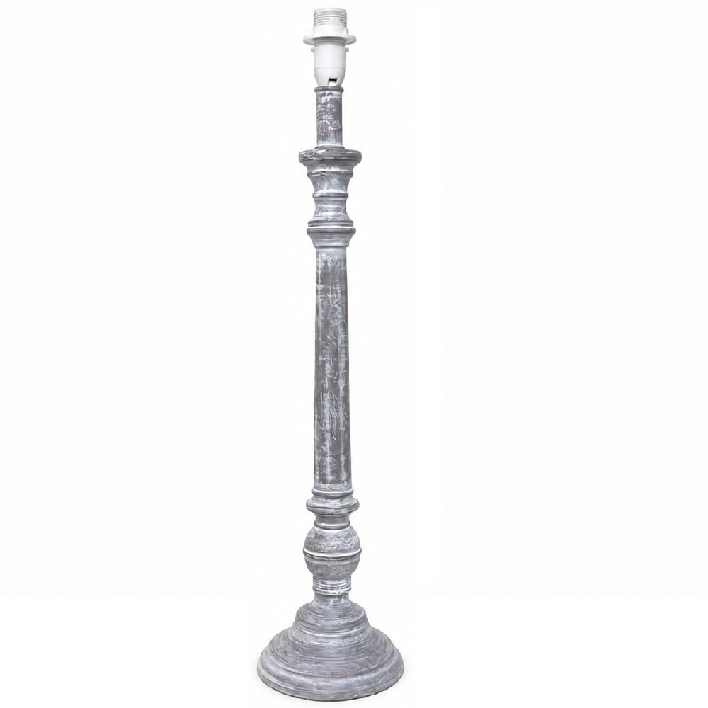 Britalia Candlestick Table Lamp Base Grey Washed Resin with White in-Line On Off Switch, SES E14, 13.5cm x 60cm