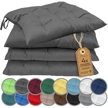 naturemark set of 4 chair cushions with straps size 40 x 40 cm filled seat cushion