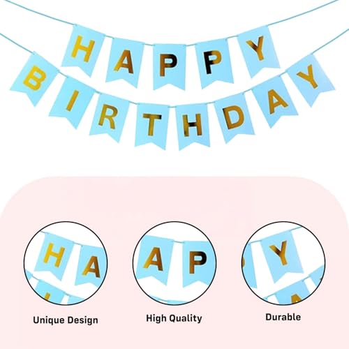 Image of Party Propz Blue & White Birthday Decoration Kit For Kids- 42 Pcs, Happy Birthday Banner, Latex Balloons, Long Blue Balloons & Balloon Arch Roll, Balloon Decoration Kit for Boys & Girls(Cardstock)