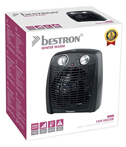 Bestron Ventilatorkachel met 2 standen, incl. kantelbeveiliging en oververhittingsbeveiliging, voor ruimtes tot 20 m², 2000 watt, kleur: zwart - Afbeelding 7