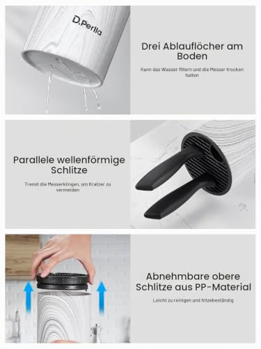D.Perlla Messerblock Set, 7-tlg Scharf Edelstahl Messerblock mit Messer, Ergonomischer und Rutschfester Griff… – Ansicht 6