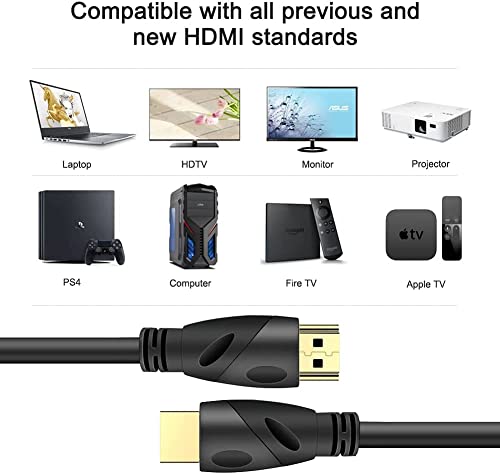 Jorenca 4K Hdmi Cable 6.6Ft 2 Pack Ultra High Speed Gold Plated Connectors,Ethernet Audio Return,Video 4K,Fullhd1080P 3D Compatible With Xbox Playstation Arc Ps3 Ps4 Ps9 Pc Hdtv （Black） #TOP2