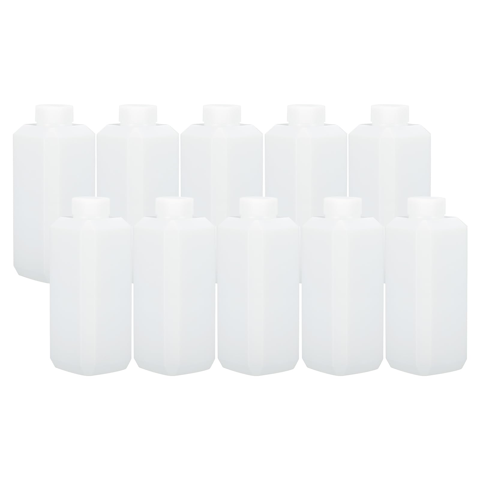 PATIKIL Reagenzflaschen 10 Stück 500ml HDPE Schmalhals Quadratische Probenlagerungsbehälter Mit Innenringdeckel