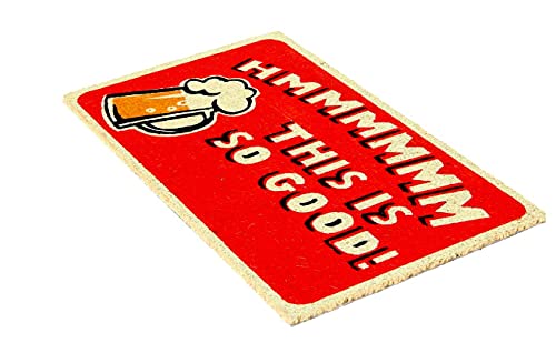 Image of Onlymat Beer Quote Printed Anti-Slip Doormat (Red) Rectangular Shaped Entryway Rug Natural Coir Material with PVC Backing for Outdoor Entrance Home Multipurpose Mats (75cm x 45cm)
