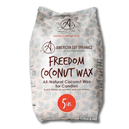 American Soy Organics Freedom Coconut Soy Wax Beads for Candle Making - Natural Candle Making Supplies - Paraffin-Free,Beeswax-Free Coconut Candle Wax for Container Candles,Tealights, Wax Melts 5 lbs