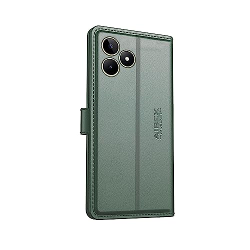 Image of AIBEX Compatible for Redmi Note 12 Pro 5G Flip Cover Leather Finish | Inside TPU with Card Pockets | Wallet Stand | Complete Protection Flip Case - Green