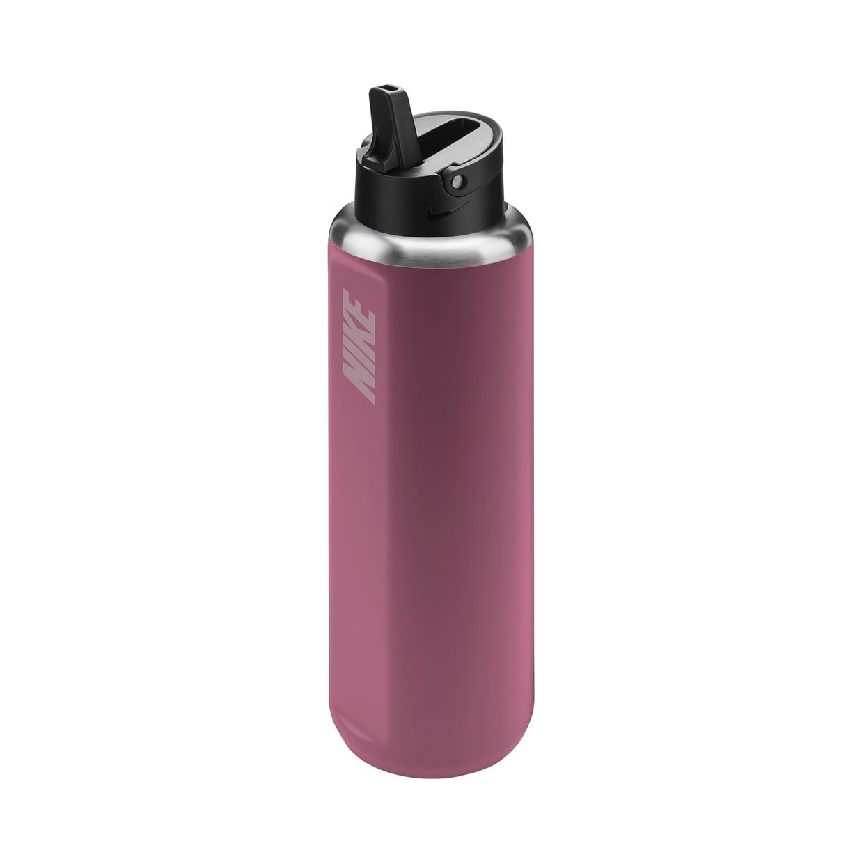 NIKE Recharge Edelstahl Trinkflasche 710 ml rosa schwarz mit Strohhalm, isolierte Sportflasche BPA frei, auslaufsicher, Fitness Wasserflasche mit Tragegriff, robust und langlebig