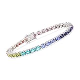 Ross-Simons Fire Opal and 12.20 ct. t.w. Multi-Gemstone Tennis Bracelet in Sterling Silver. 8 inches