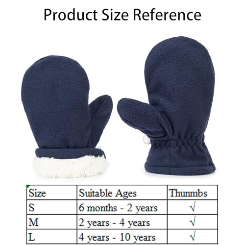 Toddler Mittens Sherpa Lined Fleece Gloves Winter Warm Easy-On Kids Winter Outdoor Mittens for Boys Girls2