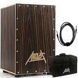 AKLOT Electric Cajon,Ebony African Blackwood 12 * 12 * 18 inch Box Drum Full Size Percussion Pickup Cajons with Snares and Electronics for Amp Above 50W