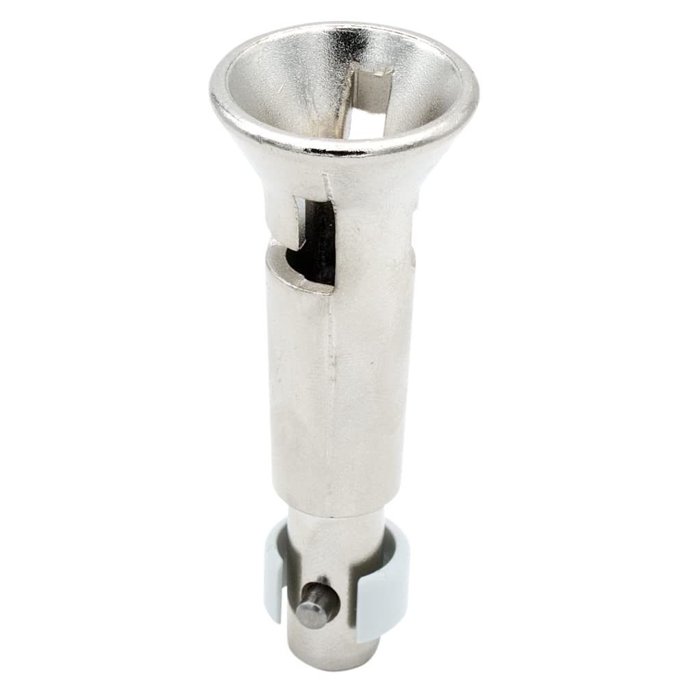 Kupplungstrichter | für 12mm Verbindungszapfen | auf Wunsch inkl. Kurbelstange aus Alu | Verbindungsstück Kurbel Kurbelverbindung | wartungs- & fettfrei (Kupplung & 120cm Kurbelstange silber)