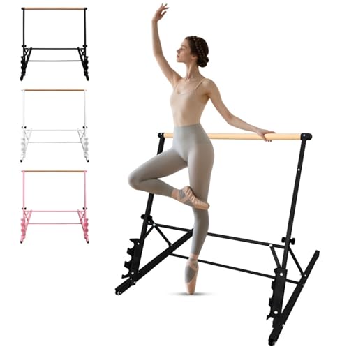 Criebeo Ballet Barre for Home,Portable Folding Ballet Barre Height Adjustable from 32 to 40 Inch Wood Ballet Bar Dance Equipment for Home Workout and Stretch (Black)