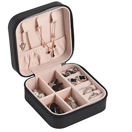 sdfae Kleiner Schmuckkästchen Organizer mit Reißverschluss Mini Reiseschmuck Aufbewahrungsbehälter Tragbarer Schmuckhalter Tablett Tragbare Schmuckkästchen für Frauen Mädchen Cover