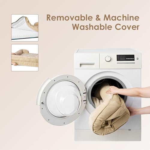 Image of EHEYCIGA Orthopedic Dog Beds for Extra Large Dogs, Waterproof Memory Foam XXL Dog Bed with Sides, Non-Slip Bottom and Egg-Crate Foam Big Pet Couch Bed with Washable Removable Cover, Greige