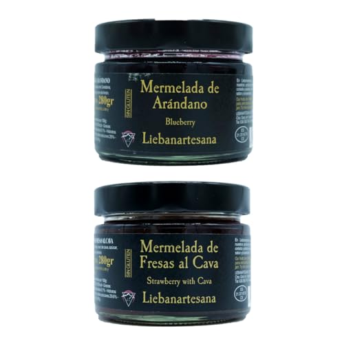 LIEBANARTESANA - Mermeladas Artesanales Pack 2x280g | Arándano de Cantabria + Fresas al Cava | Producto Natural y Tradicional de Cantabria