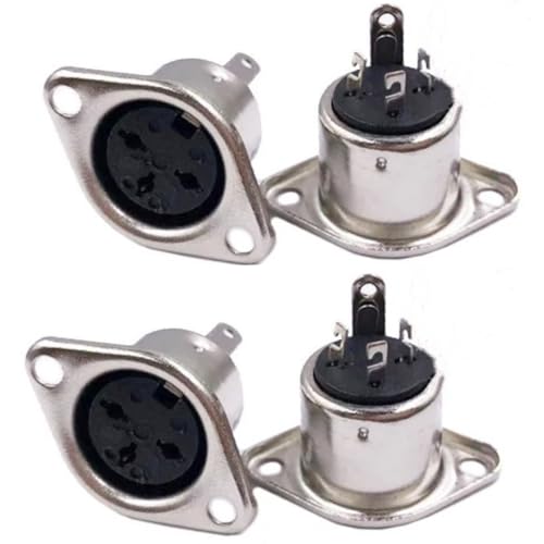 Conector DIN de 3 pines socket metal níquel x4 miniatura 1