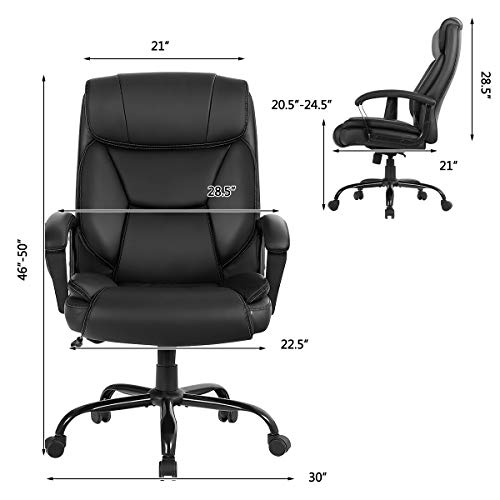 Giantex 500 Lbs Big And Tall Office Chair, Massage Executive Chair W/ 6 Vibrating Points, Wide Seat Large Leather High Back Computer Task Desk Chair, Comfortable Headrest, Padded Armrest #TOP2