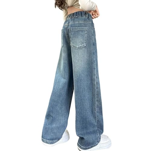 Jean baggy à jambe droite extensible et pantalon léger taille haute pour fille