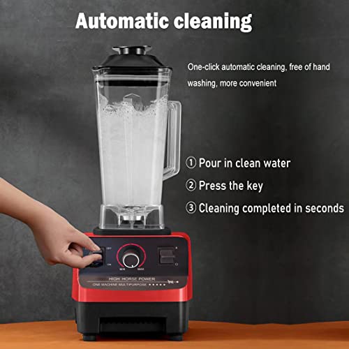 Tkradish 2 In 1 Professional Blender For Kitchen, 4500 Watt Powerful Personal Smoothie Blenders Machine, Food Mixer And Grinding For Smoothies Puree Ice Crush With 2 Container(24+68) Red And Black #TOP4