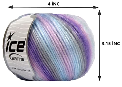 Image of Ice Yarn Picasso (3 Pack) Light Shinny Knitting Crochet for DIY Hand 44% Acrylic, 56% Polyester (3x1.76 Oz),(3x125 yds) (Light Blue, Light Pink, Light Lilac, Light Grey)