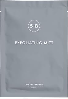 SUGARED + BRONZED Premium Exfoliating Body Mitt, Dead Skin Cell Removal for Inrgown Hair Prevention and Longer-lasting Sunless Tans - Effective for Sunless Tan & Hair Removal Prep, One Size Fits All