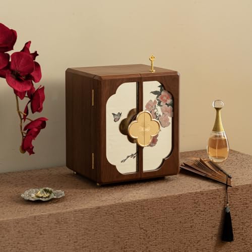 KINTNESS Wooden Jewelry Box with Lock 5 Layers