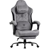 MEENICE Fabric Gaming Chair with Heated Massage Lumbar Support, Pocket Spring Seat, Reclining Computer Chair with Footrest, Breathable High Back Gamer Chair, 350 lbs
