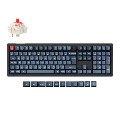 Keychron V6 Max Full Size Custom Knob Mechanical Keyboard, QMK/VIA Programmable Wireless Bluetooth 5.1/2.4 GHz/Wired with RGB Hot-swappable Gateron Jupiter Red Switch for Mac Win Linux - UK Layout