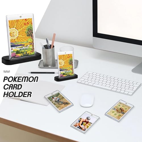 6 Pack 35Pt Magnetic Card Holder, Acrylic Trading Protector With Stand Feet, Uv Protection Display Case For Standard Sports Game Magic Cards, Durable Transparent Storage