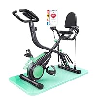 2026 Toputure Exercise Bike with LCD Display, 5-in-1 Folding Exercise Bike with App 16-Level Magnetic Resistance, Ultra-Quiet Flywheel 310LBS Capacity and Upgraded Comfort Seat Cushion
