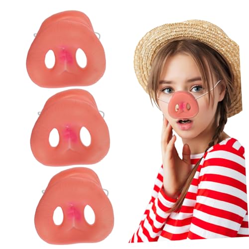 BESPORTBLE 3pcs Pig for - Fun Pig Snout Costume Masks with Elastic - for Halloween Parties Dress Up and Themed Events