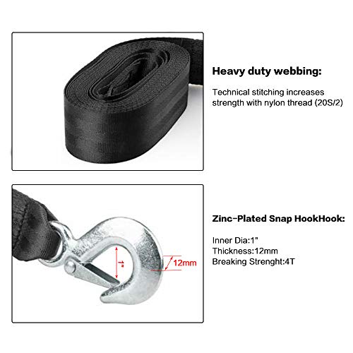 Seamander Boat Winch Strap With Hook ,2" X 20Ft 6000Lb Maximum Break Strength Boat Trailer Winch Strap For Fishing Boats,Towing Vehicles And Jet Ski #TOP1