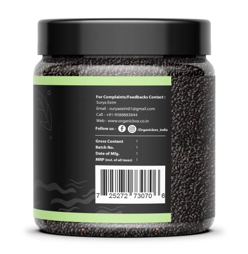 Image of Organic Box Raw Basil Seeds | Sabja Seed, Takmuria Seeds 250g (Jar Pack) - Diwali Gift Pack