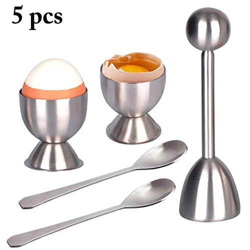 Justdolife Conjunto de cortador de ovos de aço inoxidável com cobertura de ovos, porta de cozinha