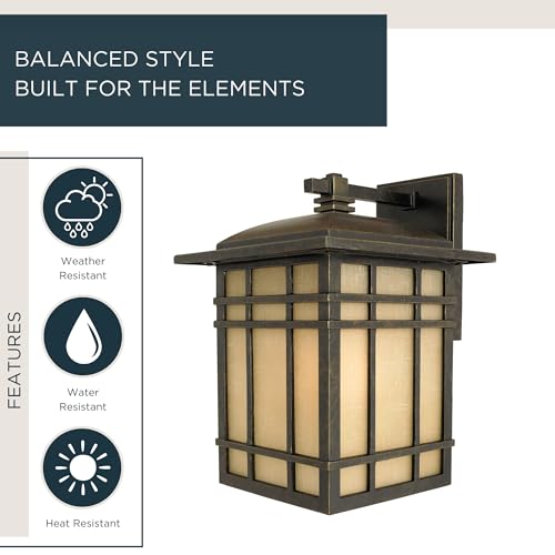 Image of Quoizel Hillcrest 13 inch Outdoor Wall Lantern, Imperial Bronze | White Linen Textured Glass, Mission Style, ETL Wet Rated