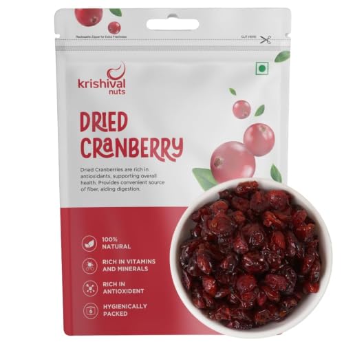 Krishival Dried Cranberries – 500g | Sweet & Tangy | Rich in Antioxidants & Fiber | Immunity & UTI Support | No Preservatives