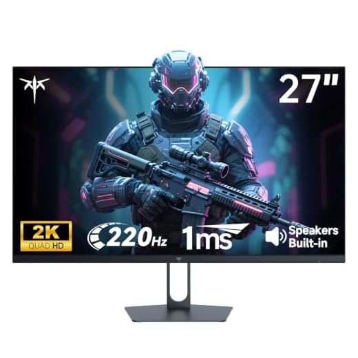 KTC 27 Inch Gaming Monitor 220Hz, 2K QHD Monitor 1ms w/Speakers H27T22C-3