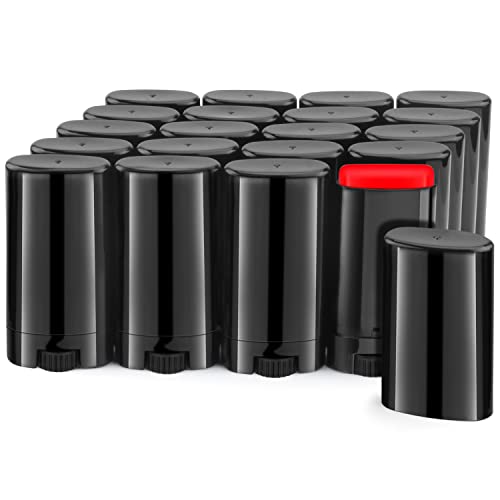 20 Pack 15g Plastic Oval Deodorant Containers Empty Lipstick Balm Tubes Twist-Up Cosmetic Tube Bottle with Cap for DIY Chapstick Lotion Sticks Vials Crayon - Black