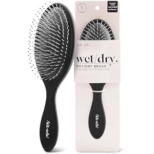 Kitsch Detangler Hair Brush for Wet and Dry Hair, Curly or Straight Hair, Detangling Brush with Flexible Hairbrush Bristles, Hair brushes for Women & Men, Adults & Kids, for Shower & Travel – Black