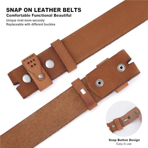 Genuine Leather Men's Belt Top Layer Leather No Buckle Belts Adjustable Fit For Casual Style3