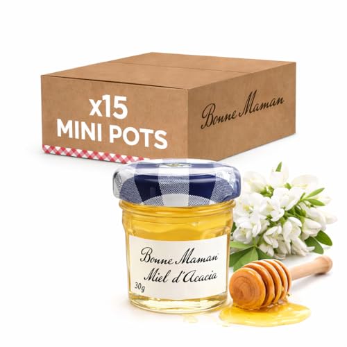Miel d’Acacia Mini Pots 30g x15 – Coffret de Miel Naturel Français – Portions Individuelles pour Petit Déjeuner, Hôtels, Brunch & Cadeaux Gourmands