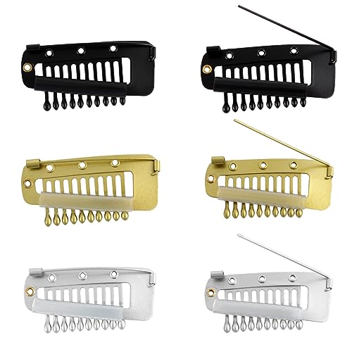 TamBee Chunni Clips with Safety Pins, 6 PCS Strong Chunni Grip Dupatta Clips U-shape Metal Wig Clips Hair Extension Clips With Safety Pin For Headscarf And Shirts (Multi-Color)