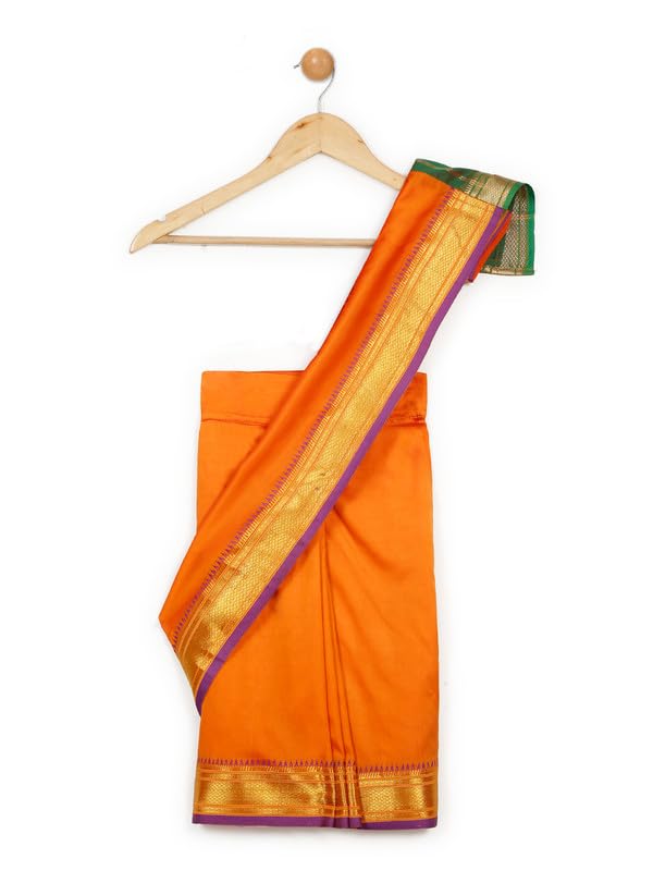 Image of LITTLE GINNIE Ready To Wear Ethnic Saree for Girls - Multicolor Ages 2-8 Years