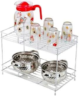 Zepdos Stainless Steel 2-Tier Spice Rack, Shelf Organizer for Kitchen Pantry Storage
