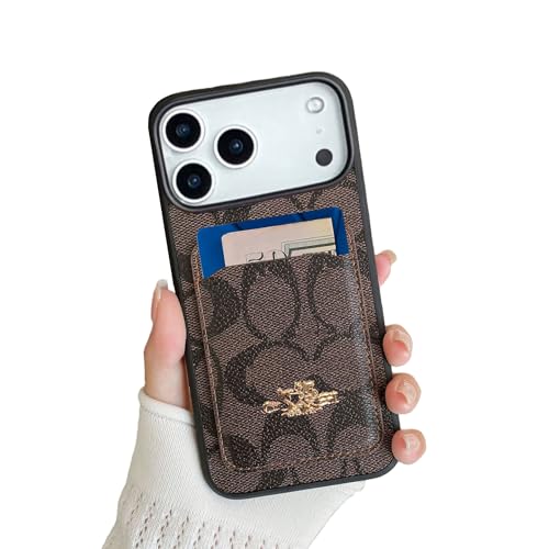 LANJUANUS Compatible with iPhone 17 Pro Max with Card Holder, Luxury Classic Retro PU Leather Cover TPU Slim Shockproof Protection Wallet Cases for iPhone 17 Pro Max Brown